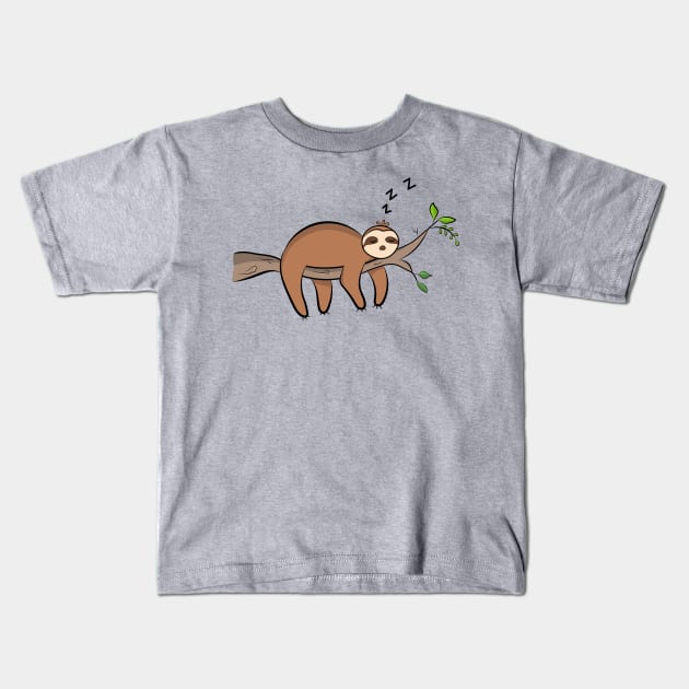 Sloth Sleeping Kids T-Shirt by Lizzamour